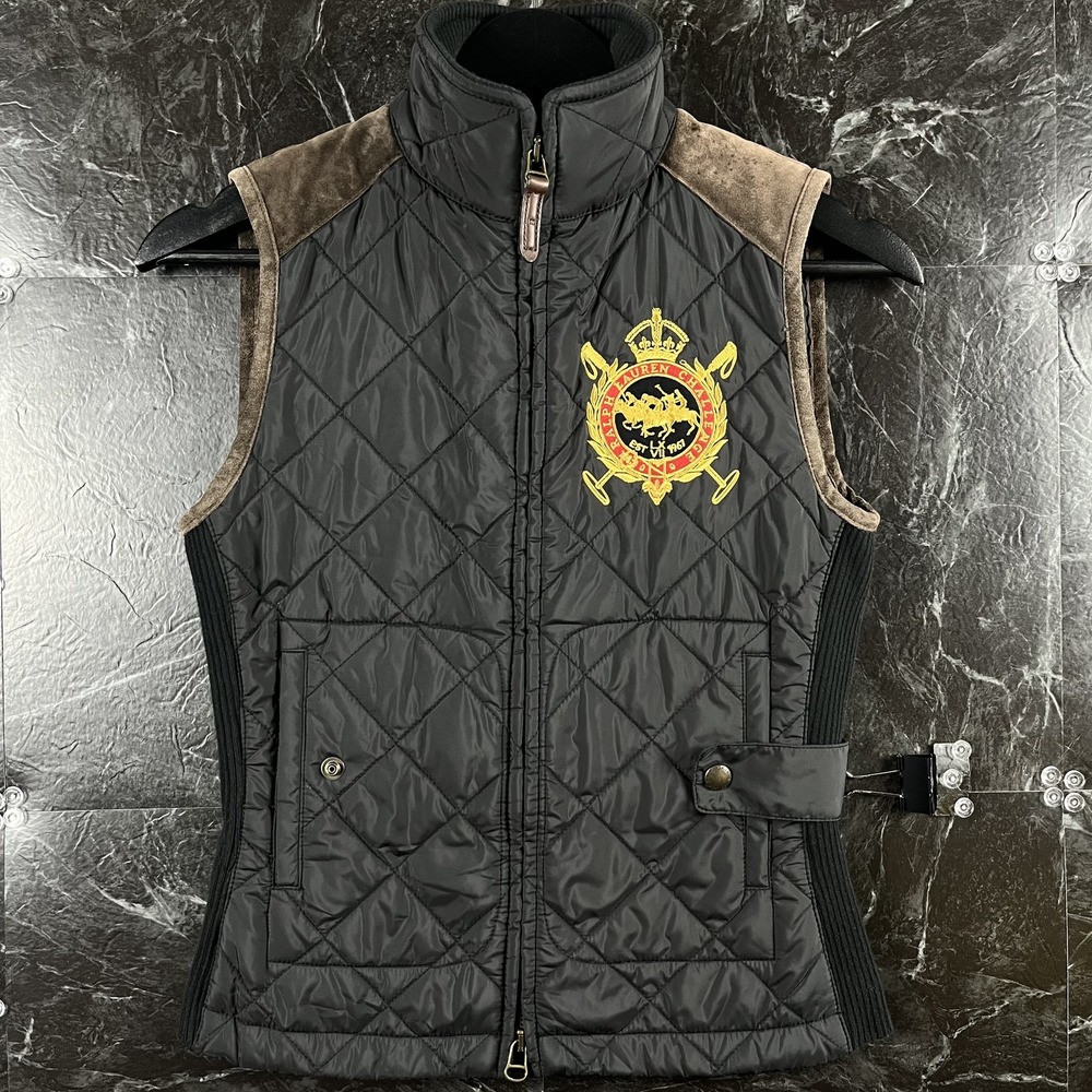 Polo Ralph Lauren Women's Black Equestrian Patch Vest XS